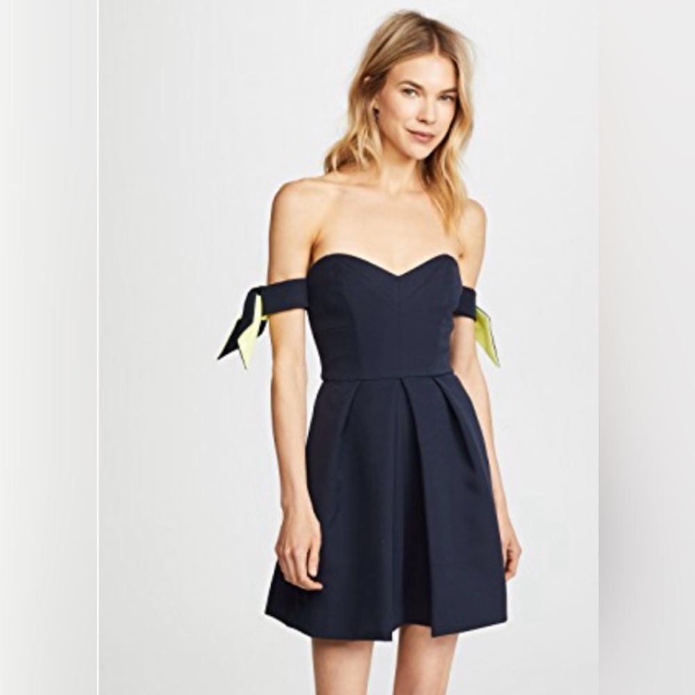 Milly Gia dress. Navy blue with a pop of lime. Size 4